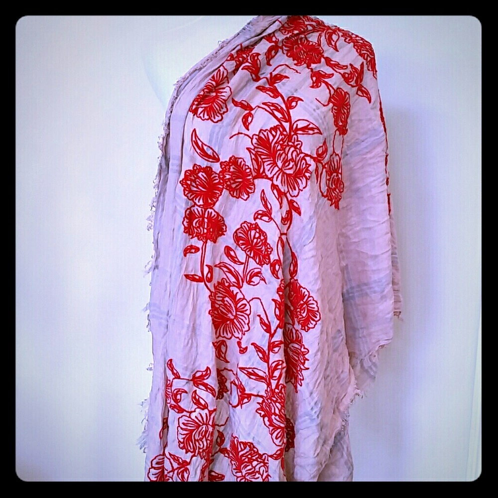 Lucan by Leigh & Lucan red flowered scaft/sarong.